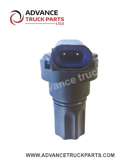 Advance Truck Parts USA Ford wheel speed sensor end-on view showing 2-pin electrical connector receptacle with blue weather seal ring