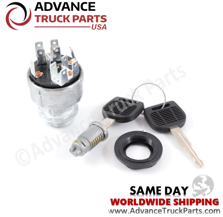 Advance Truck Parts USA Front angle view of the 11-terminal International truck ignition switch and cylinder block set