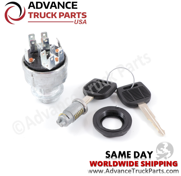 Advance Truck Parts USA Front angle view of the 11-terminal International truck ignition switch and cylinder block set