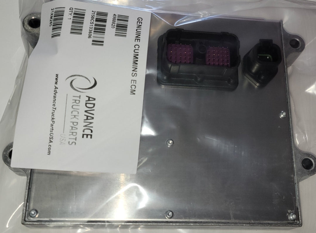 Connector port view of the genuine Cummins 4988820 electronic control module distributed by Advance Truck Parts USA