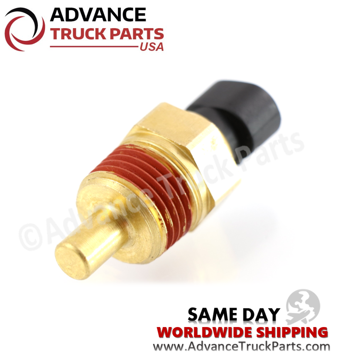 Advance Truck Parts USA angled side profile perspective highlighting the thermal sensing tip, sealant-coated threads, and hex collar