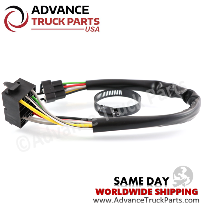 Advance Truck Parts USA turn signal switch harness displaying a studio perspective of the wiring assembly and included hose clamp 