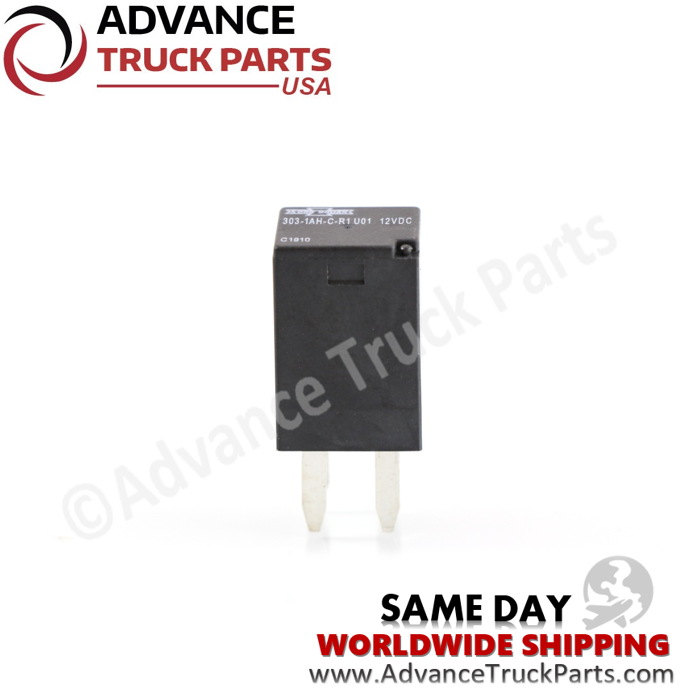 Song Chuan micro relay with diode displaying a front-facing studio view of the relay body and terminal prongs on a branded background