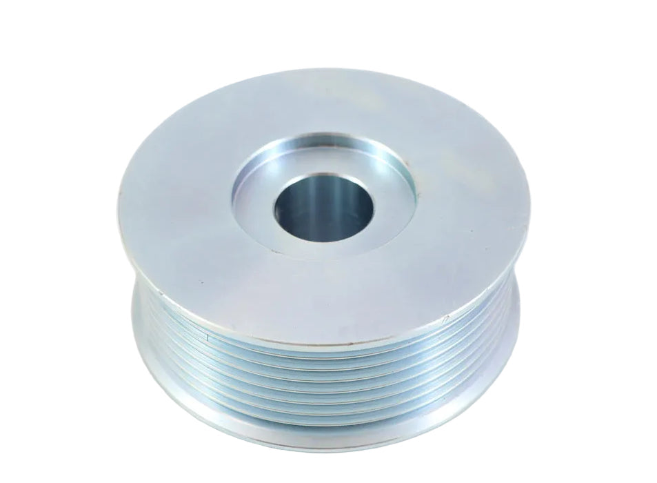 Advance Truck Parts USA WAP1752 87mm 8-groove serpentine pulley showcasing the machined cold-rolled steel construction and recessed center bore